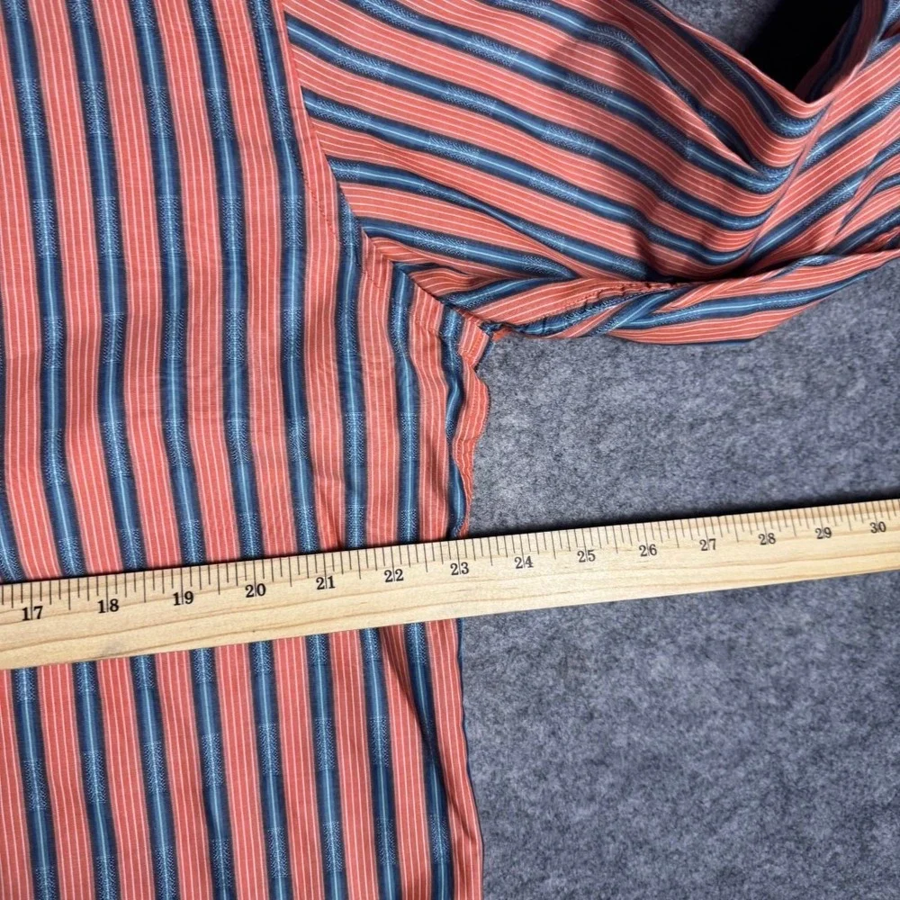 Robert Graham Mens XL Orange Blue‎ Striped Long Sleeve Button Down Floral Trim